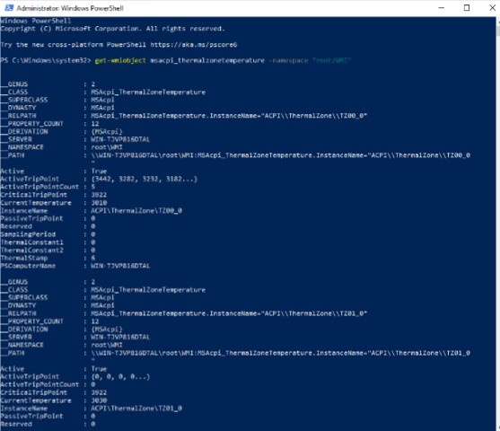PowerShell чтобы проверить температуру компьютера