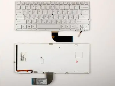 Клавиатура для ноутбука Sony Vaio VPC-SB4M1R/L серебряная, без рамки, с подсветкой