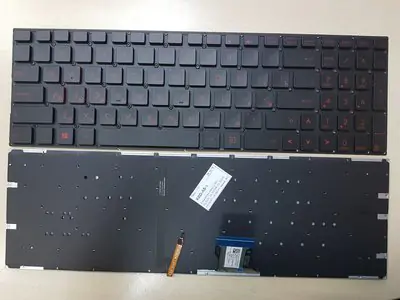 Клавиатура для ноутбука Asus GL502VT чёрная, без рамки, красные кнопки, с подсветкой, ver.2
