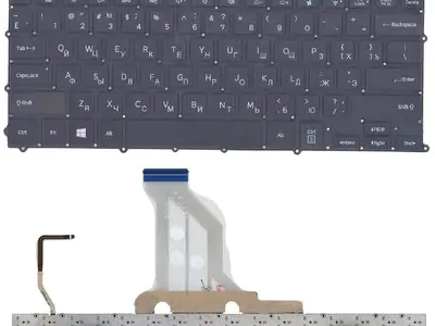 Клавиатура для ноутбука Samsung NP900X3C чёрная, с подсветкой