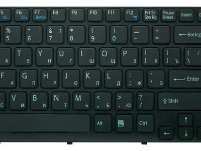 Клавиатура для ноутбука Sony Vaio SVE15 чёрная, рамка чёрная