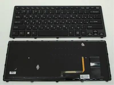 Клавиатура для ноутбука Sony Vaio Fit14A Flip чёрная, с рамкой, с подсветкой