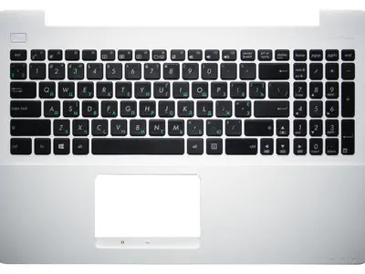 Клавиатура для ноутбука Asus X555SJ чёрная, верхняя панель в сборе (белая)