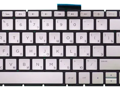 Клавиатура для ноутбука HP Envy 17-S серебряная, без рамки, с подсветкой
