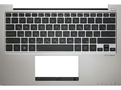 Клавиатура для ноутбука Asus AEEX8700010 чёрная, верхняя панель в сборе (серебряная)