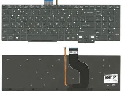 Клавиатура для ноутбука Sony Vaio SVT15115CXS чёрная, без рамки, с подсветкой