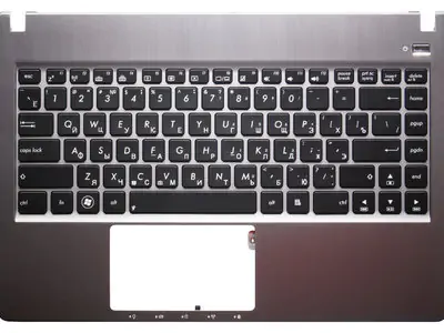 Клавиатура для ноутбука Asus U47C чёрная, с подсветкой, верхняя панель в сборе (серебряная)