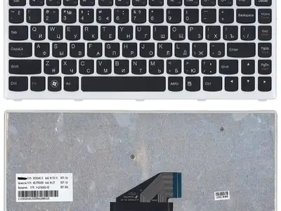 Клавиатура для ноутбука Lenovo IdeaPad U310 чёрная, рамка серебряная