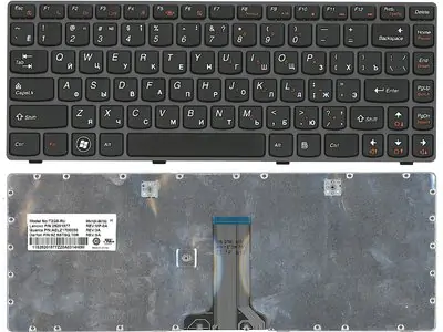Клавиатура для ноутбука Lenovo 25201977 чёрная, рамка серая