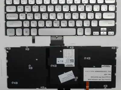 Клавиатура для ноутбука Dell XPS L511Z серебряная, без рамки, с подсветкой