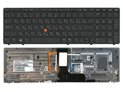 Клавиатура для ноутбука HP EliteBook 8560w чёрная, с рамкой, с подсветкой