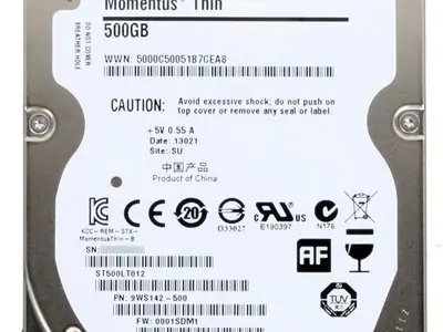 Жесткий диск HDD, 2.5", 500 Гб, SATA II, Seagate, Momentus Thin, 16 Мб, 5400 rpm, ST500LT012