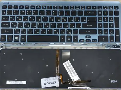 Клавиатура для ноутбука Acer Timeline Ultra M3-581 чёрная, рамка голубая, с подсветкой