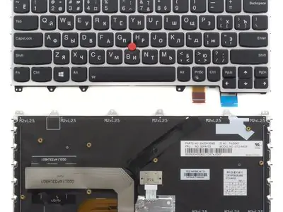 Клавиатура для ноутбука Lenovo ThinkPad Yoga 260, Yoga 370 черная, рамка серебряная, с джойстиком, с подсветкой