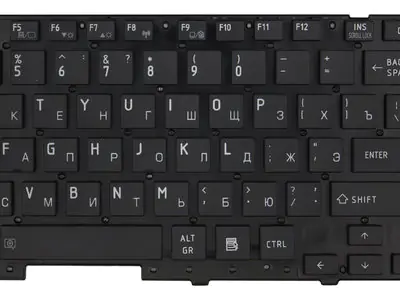 Клавиатура для ноутбука Toshiba Qosmio P755 чёрная, без рамки, плоский Enter