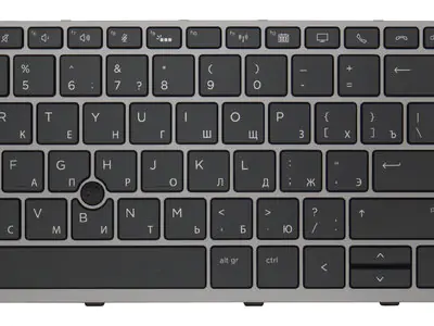 Клавиатура для ноутбука HP EliteBook 850 G5 черная, рамка серебряная, с подсветкой