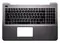 Клавиатура для ноутбука Asus X555, X555L, X555LD, X555LN черная, верхняя панель в сборе (серебряная)