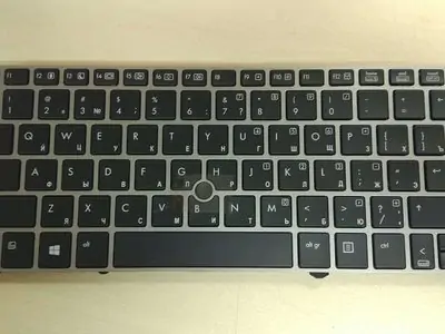 Клавиатура для ноутбука HP EliteBook 2170p черная, рамка серебряная, с джойстиком
