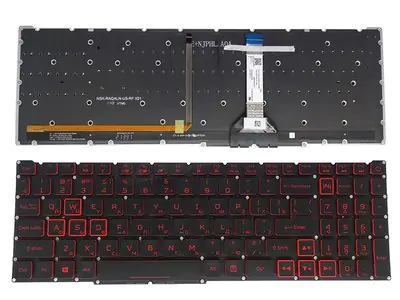 Клавиатура для ноутбука Acer Nitro AN515-45, AN515-56, AN515-57, AN517-41, AN517-57, черная, кнопки красные, с подсветкой (стрелки в рамке)