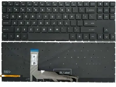 Клавиатура для ноутбука HP Omen 15-en, 15t-en, 15-ek, 15t-ek черная, с подсветкой