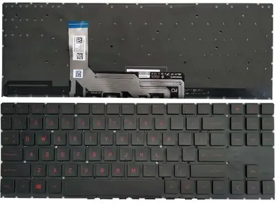 Клавиатура для ноутбука HP Omen 15-en, 15t-en, 15-ek, 15t-ek черная, кнопки красные, с подсветкой