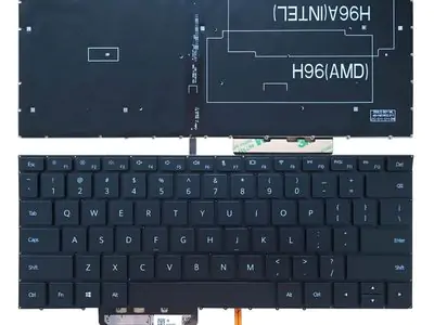 Клавиатура для ноутбука Huawei MateBook 13 VLR-W19 черная, плоский Enter, с подсветкой
