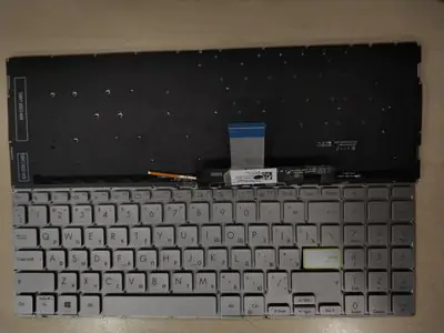 Клавиатура для ноутбука Asus VivoBook X521FA, X521FL, серебряная, без рамки, с подсветкой