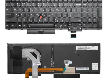 Клавиатура для ноутбука Lenovo ThinkPad T580, T570, P51S P52S, чёрная, рамчка чёрная, с джойстиком, с подсветкой