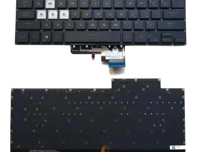 Клавиатура для ноутбука Asus TUF Dash F15 FA516, FX516, FX516PR, FX516P, FX516PM, FX516PE, чёрная, без рамки, с подсветкой