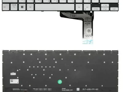 Клавиатура для ноутбука Asus VivoBook Go 14 Pro X1402Z, X1403Z, X1404V, F1402, серая, без рамки, с подсветкой