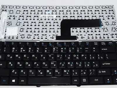 Клавиатура для ноутбука Clevo W740 чёрная, без рамки, плоский Enter