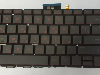 Клавиатура для ноутбука HP Omen 15-CB077NR чёрная, без рамки, с подсветкой, красные кнопки
