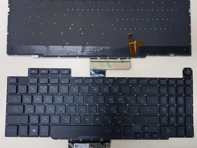Клавиатура для ноутбука Asus ROG чёрная, без рамки, с подсветкой