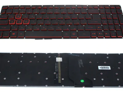 Клавиатура для ноутбука Acer Nitro AN515-52 чёрная, красные кнопки, с подсветкой