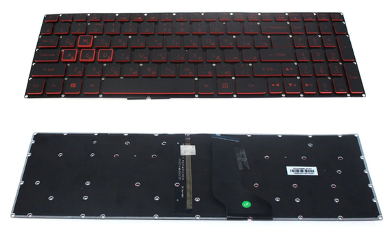 Клавиатура для ноутбука Acer Nitro AN515-52 чёрная, красные кнопки, с ...
