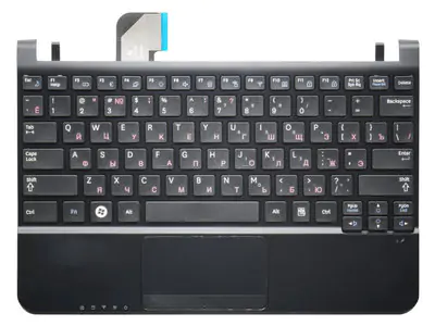 Клавиатура для ноутбука Samsung N230 чёрная, верхняя панель в сборе