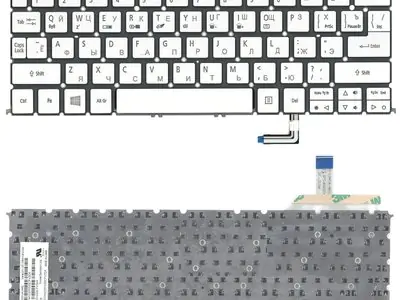 Клавиатура для ноутбука Acer S7-191 серебряная, с подсветкой
