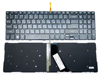 Клавиатура для ноутбука Acer Timeline Ultra M5-581 чёрная, с подсветкой (малое расстояние между клавишами "вверх" и вниз")