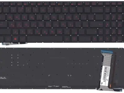 Клавиатура для ноутбука Asus N752VX чёрная, без рамки, с подсветкой