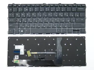 Клавиатура для ноутбука HP Pavilion x360 1030 G2 чёрная, без рамки, с подсветкой