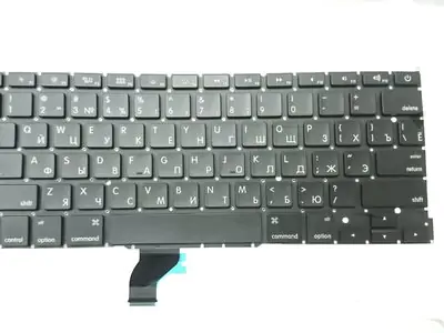 Клавиатура для ноутбука Apple MacBook A1502 чёрная, плоский Enter