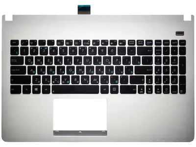 Клавиатура для ноутбука Asus X501A чёрная, верхняя панель в сборе (белая)