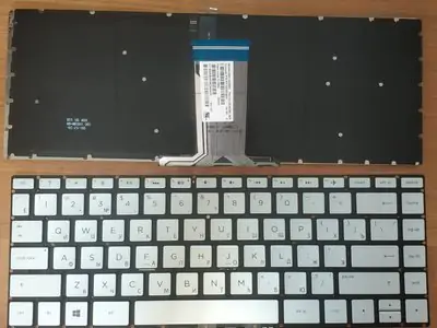 Клавиатура для ноутбука HP Pavilion 14-bf серебряная, с подсветкой