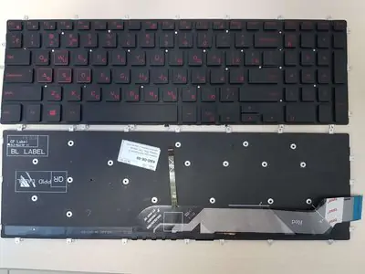 Клавиатура для ноутбука Dell Inspiron 14 Gaming 7567 чёрная, красные кнопки, с подсветкой