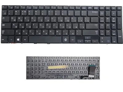 Клавиатура для ноутбука Samsung NP510R5E чёрная, без рамки