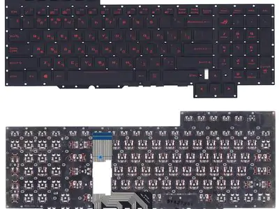 Клавиатура для ноутбука Asus ROG GX700VO чёрная, красные кнопки, с подсветкой