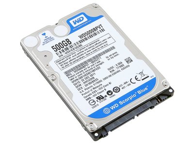 Жесткий диск HDD, 2.5", 500 Гб, SATA II, Western Digital, WD Blue, 8 Мб, 5400 rpm
