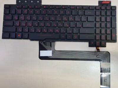 Клавиатура для ноутбука Asus FX63VM чёрная, красные кнопки, с подсветкой