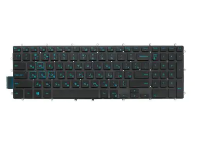 Клавиатура для ноутбука Dell Inspiron G5-7473 чёрная, без рамки, с голубой подсветкой
