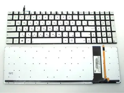 Клавиатура для ноутбука Asus R500V серебряная, без рамки, с подсветкой